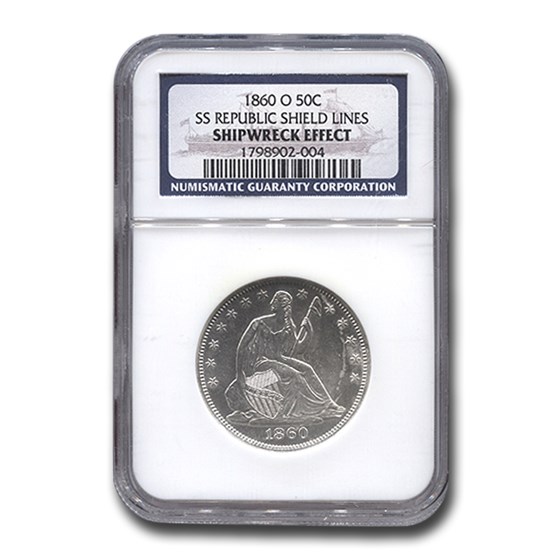 1860-O Liberty Seated Half Dollar NGC (SS Republic Shield Lines) 1860-O Liberty Seated Half Dollar NGC (SS Republic Shield Lines)
